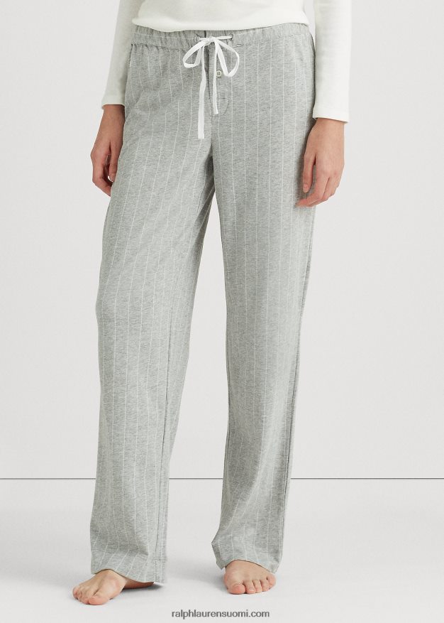 Ralph Lauren naiset raidallinen jersey-pyjamahousut 0Z24ZR4228 harmaa raita