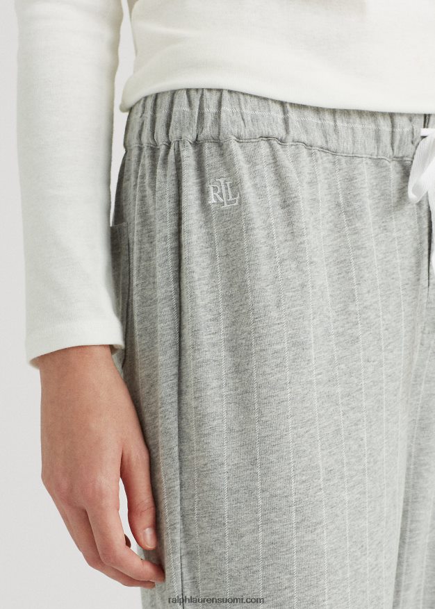 Ralph Lauren naiset raidallinen jersey-pyjamahousut 0Z24ZR4228 harmaa raita