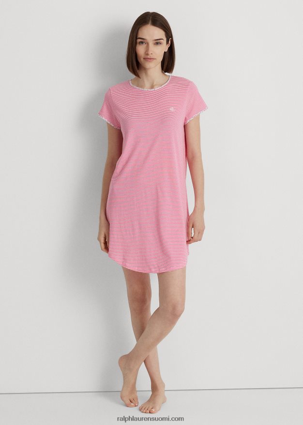 Ralph Lauren naiset raidallinen jersey unipaita 0Z24ZR4135 vaaleanpunainen raita