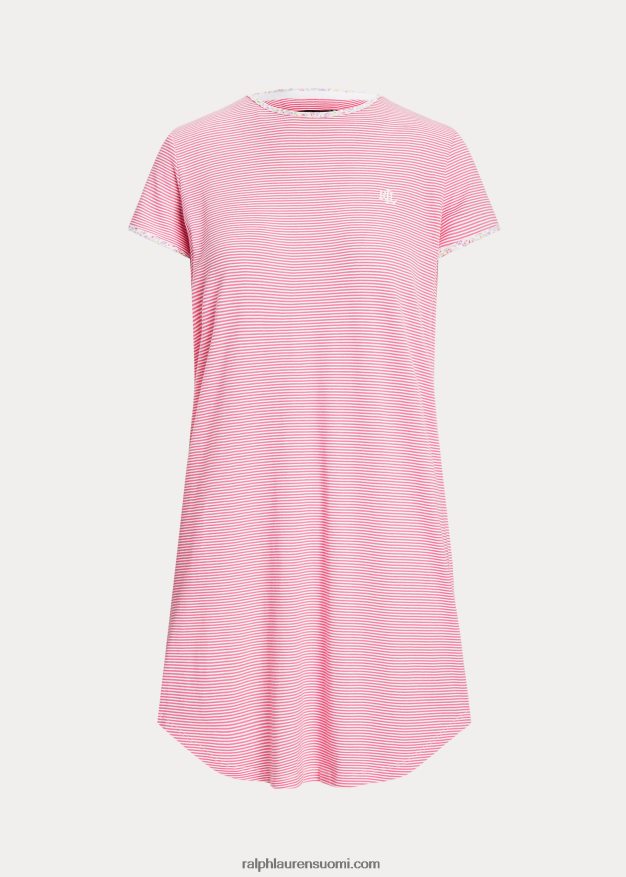 Ralph Lauren naiset raidallinen jersey unipaita 0Z24ZR4135 vaaleanpunainen raita