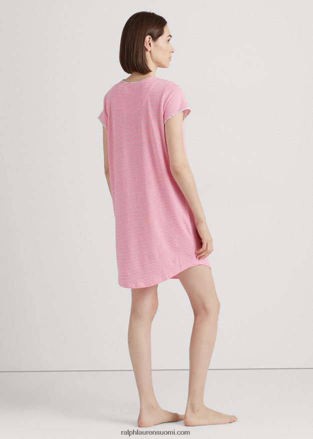 Ralph Lauren naiset raidallinen jersey unipaita 0Z24ZR4135 vaaleanpunainen raita