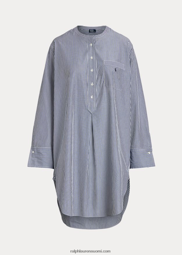 Ralph Lauren naiset raidallinen popliini unipaita 0Z24ZR3017 laivastonsiniset raidat