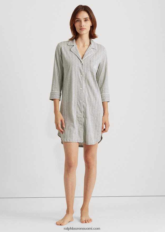 Ralph Lauren naiset raidallinen puuvillainen unipaita 0Z24ZR4230 harmaa raita