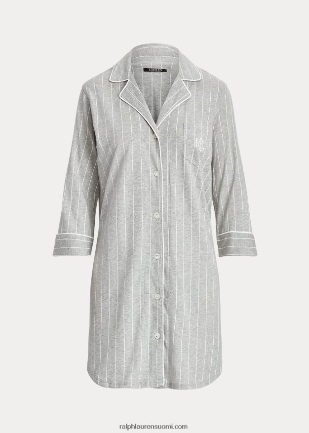 Ralph Lauren naiset raidallinen puuvillainen unipaita 0Z24ZR4230 harmaa raita