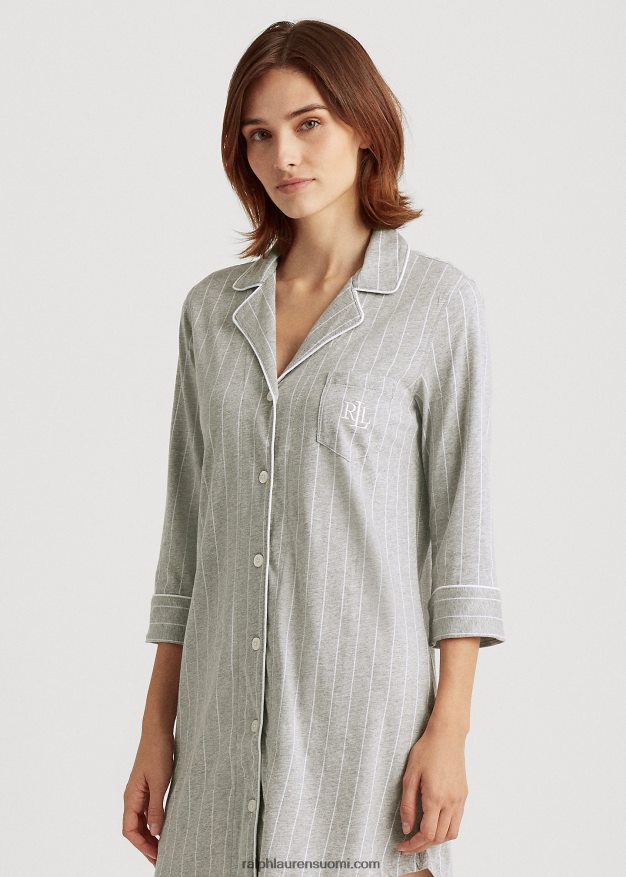 Ralph Lauren naiset raidallinen puuvillainen unipaita 0Z24ZR4230 harmaa raita