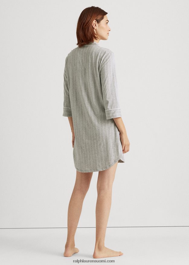 Ralph Lauren naiset raidallinen puuvillainen unipaita 0Z24ZR4230 harmaa raita