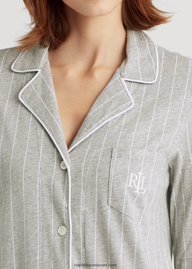 Ralph Lauren naiset raidallinen puuvillainen unipaita 0Z24ZR4230 harmaa raita