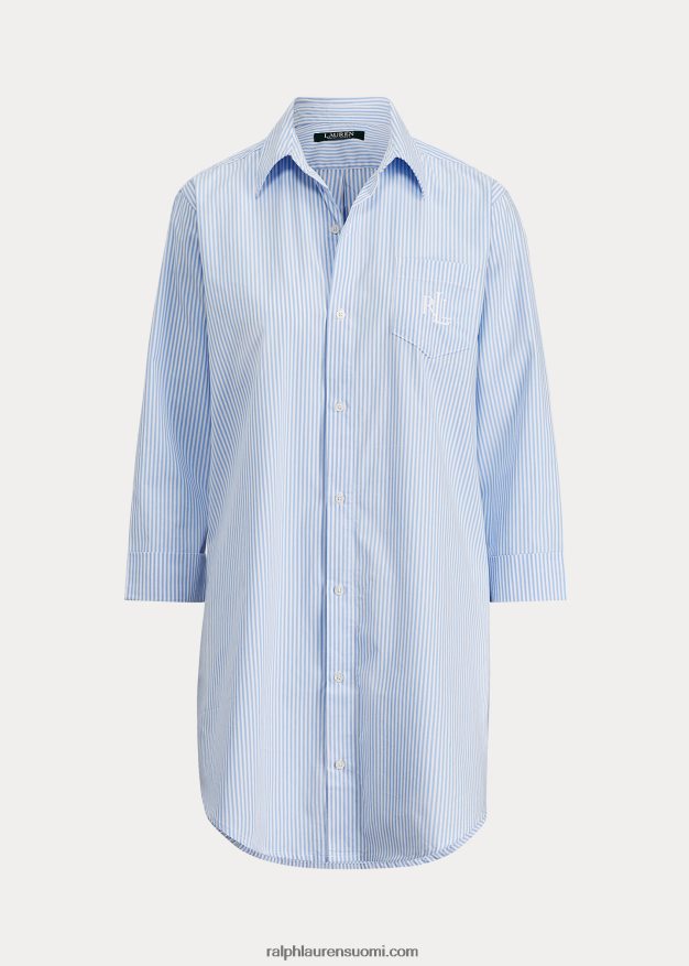 Ralph Lauren naiset raidallinen puuvillainen unipaita 0Z24ZR4259 vaaleansininen raita