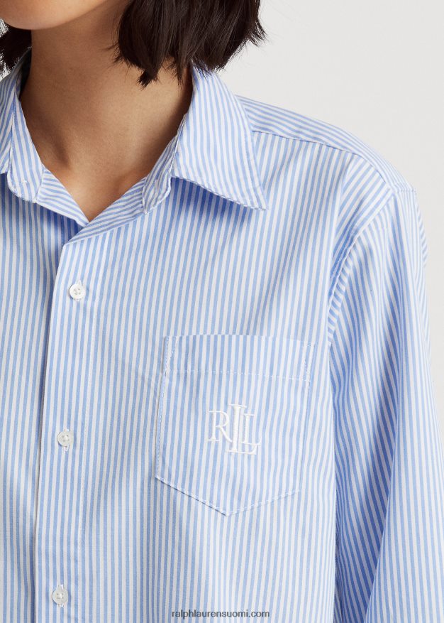 Ralph Lauren naiset raidallinen puuvillainen unipaita 0Z24ZR4259 vaaleansininen raita