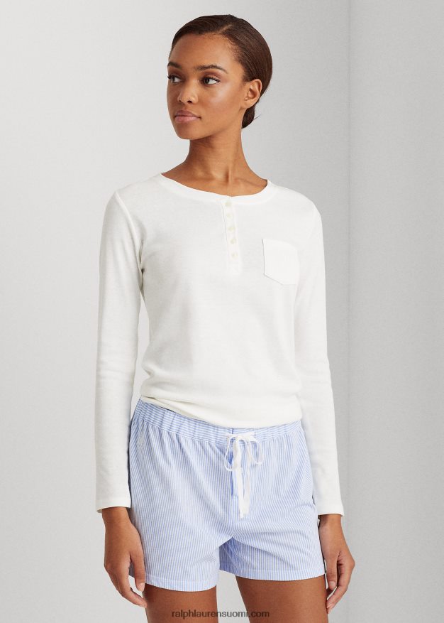 Ralph Lauren naiset raidallinen puuvillasekoite nukkua lyhyesti 0Z24ZR4221 sininen raita