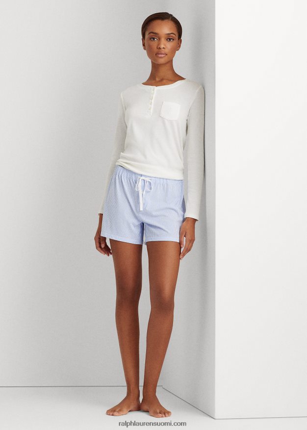 Ralph Lauren naiset raidallinen puuvillasekoite nukkua lyhyesti 0Z24ZR4221 sininen raita