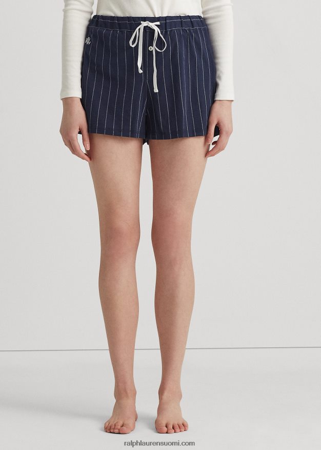 Ralph Lauren naiset raidallinen puuvillasekoite nukkua lyhyesti 0Z24ZR4223 laivasto raita