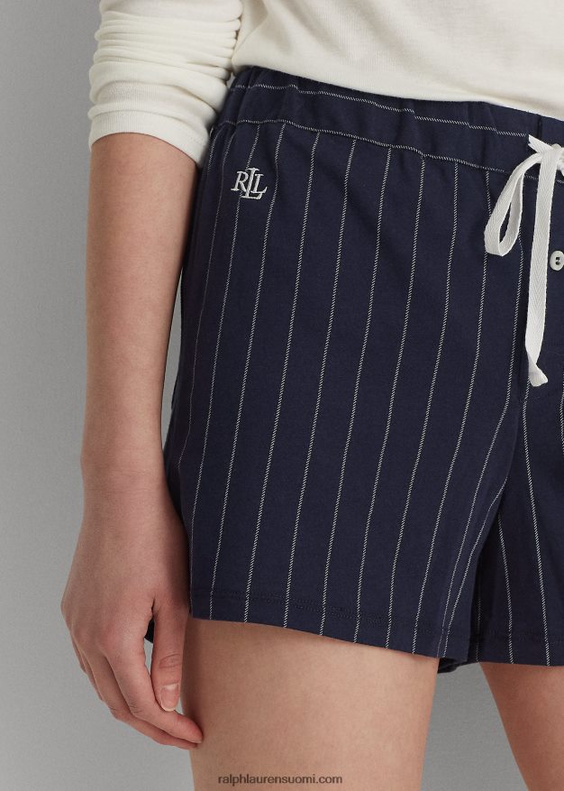 Ralph Lauren naiset raidallinen puuvillasekoite nukkua lyhyesti 0Z24ZR4223 laivasto raita