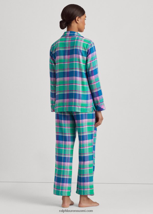 Ralph Lauren naiset ruudullinen harjattu twill-nukkusetti 0Z24ZR4861 sininen ruudullinen