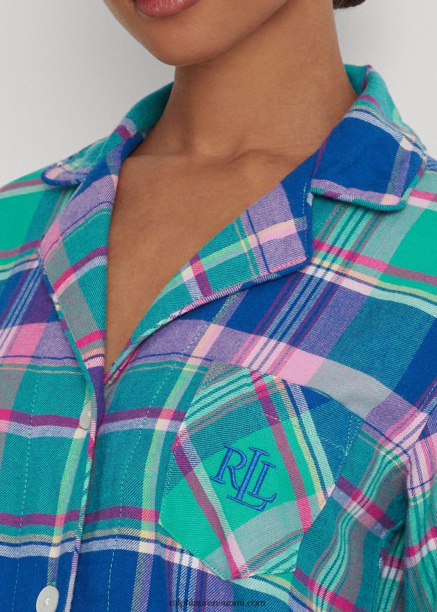 Ralph Lauren naiset ruudullinen harjattu twill-nukkusetti 0Z24ZR9578 sininen ruudullinen