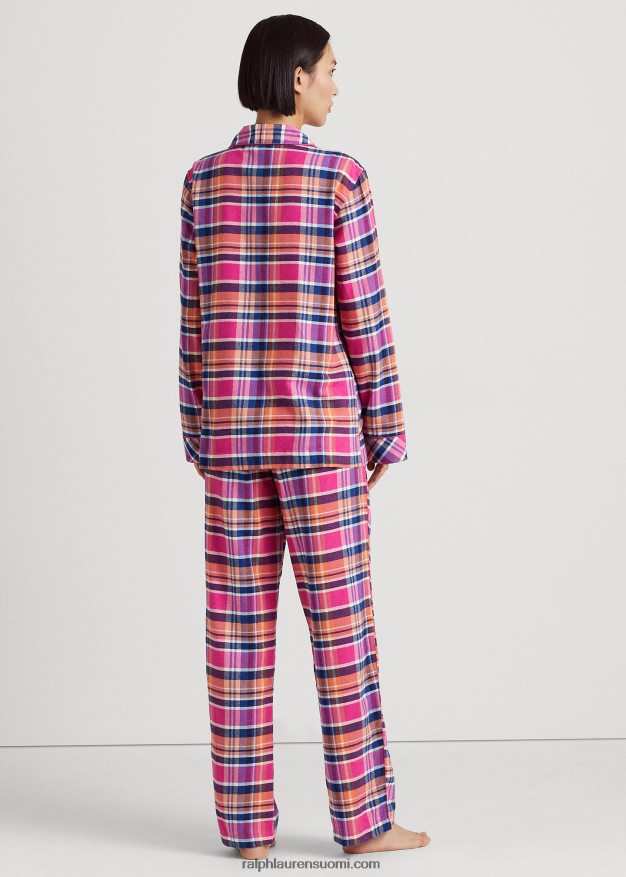 Ralph Lauren naiset ruudullinen harjattu twill-nukkusetti 0Z24ZR9584 vaaleanpunainen ruudullinen