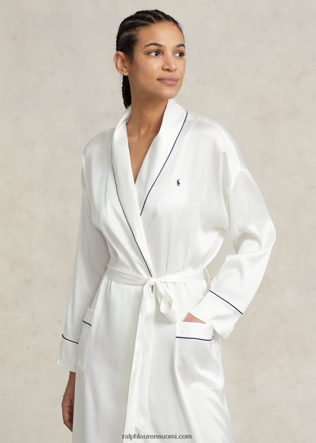 Ralph Lauren naiset stretch silkki kylpytakki 0Z24ZR3016 ekru