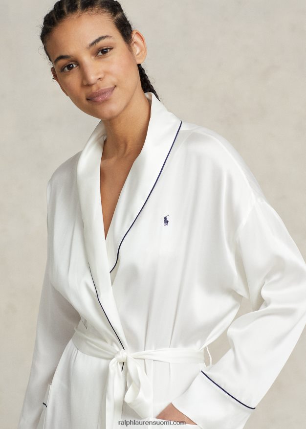 Ralph Lauren naiset stretch silkki kylpytakki 0Z24ZR3016 ekru