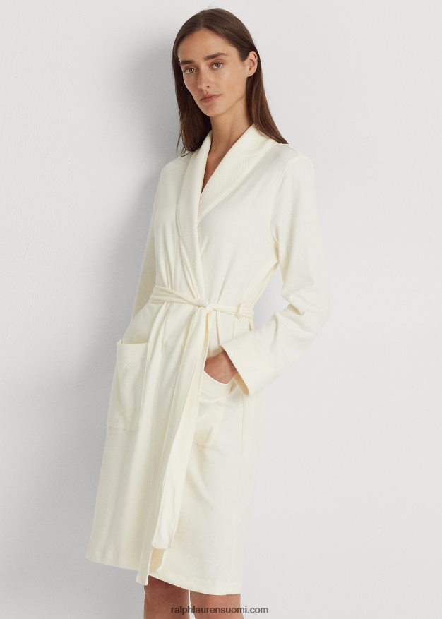 Ralph Lauren naiset tikattu huivikaulus kaapu 0Z24ZR4271 pergamentti kerma