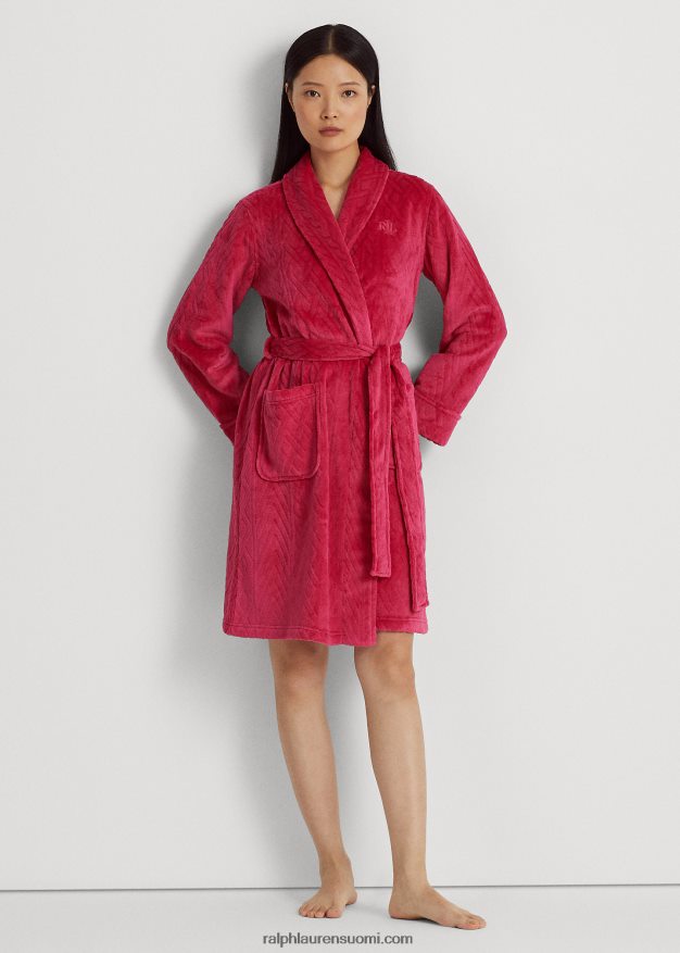 Ralph Lauren naiset tikattu huivikaulus kaapu 0Z24ZR9583 tumma pinkki