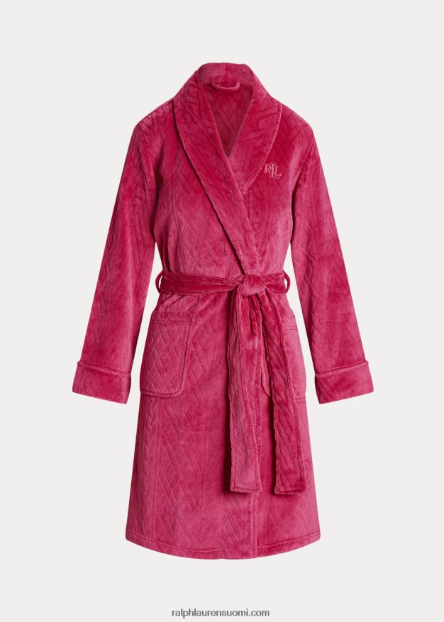 Ralph Lauren naiset tikattu huivikaulus kaapu 0Z24ZR9583 tumma pinkki