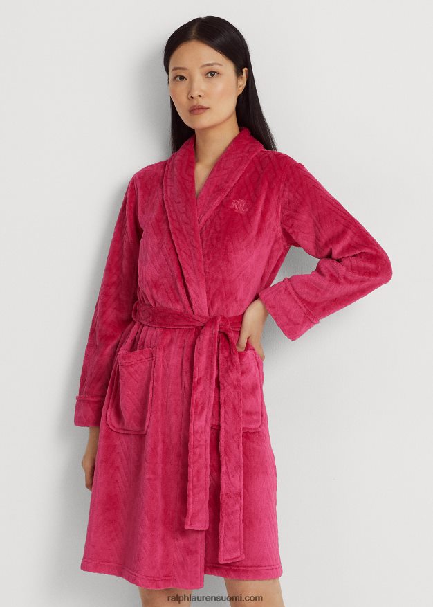 Ralph Lauren naiset tikattu huivikaulus kaapu 0Z24ZR9583 tumma pinkki