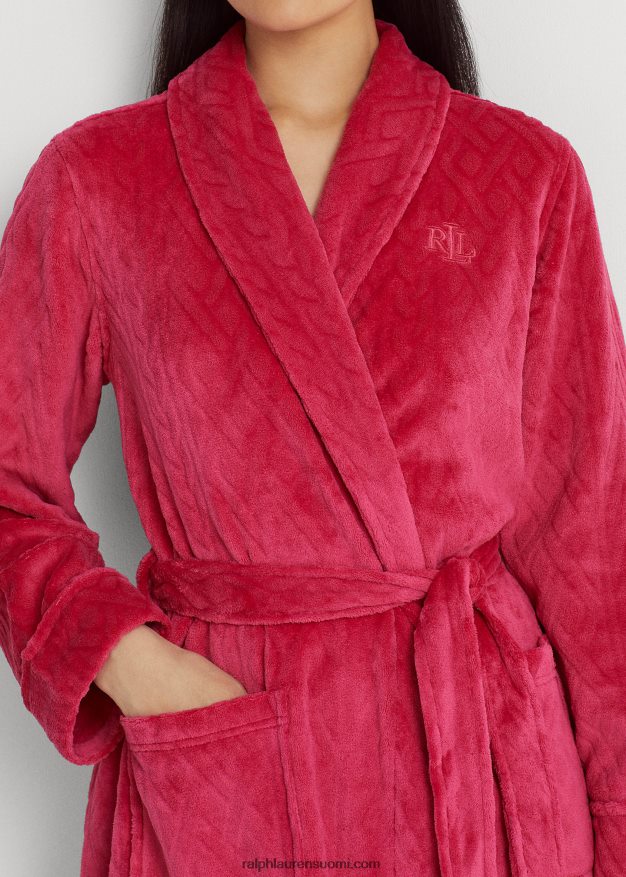 Ralph Lauren naiset tikattu huivikaulus kaapu 0Z24ZR9583 tumma pinkki