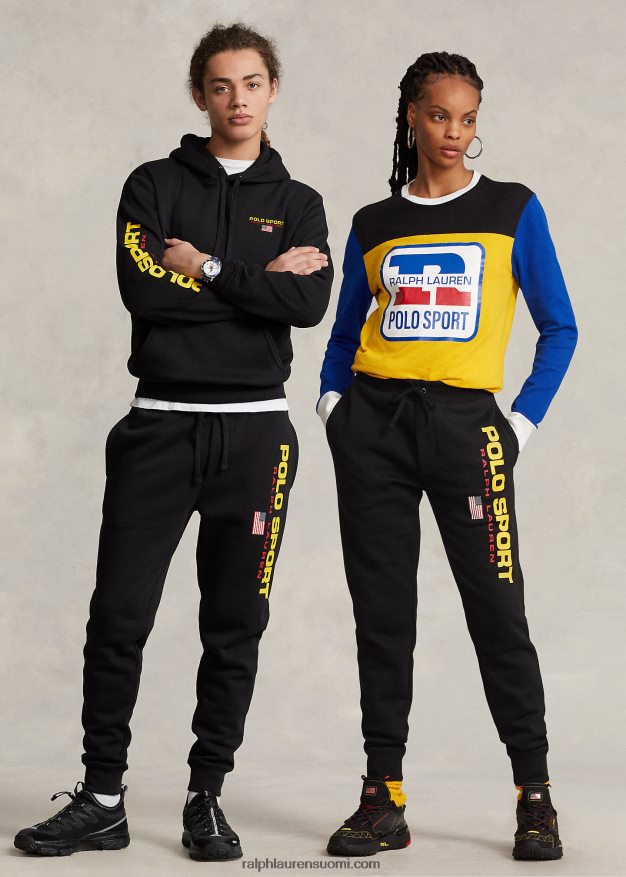Ralph Lauren sukupuolineutraali polo sport fleece lenkkeilyhousut 0Z24ZR703 musta kulta