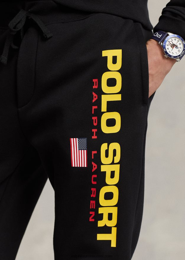 Ralph Lauren sukupuolineutraali polo sport fleece lenkkeilyhousut 0Z24ZR703 musta kulta
