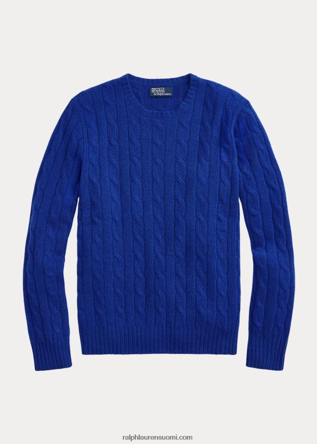 Ralph Lauren sukupuolineutraali ikoninen kaapelineulottu kashmirpusero 0Z24ZR3391 syvä kuninkaallinen