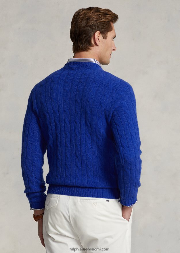 Ralph Lauren sukupuolineutraali ikoninen kaapelineulottu kashmirpusero 0Z24ZR3391 syvä kuninkaallinen