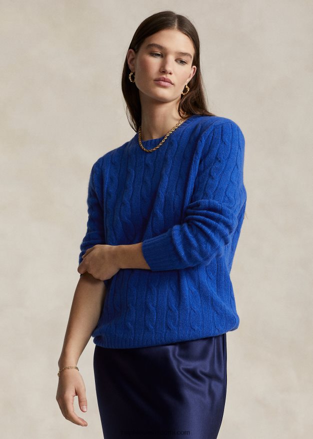 Ralph Lauren sukupuolineutraali ikoninen kaapelineulottu kashmirpusero 0Z24ZR3391 syvä kuninkaallinen