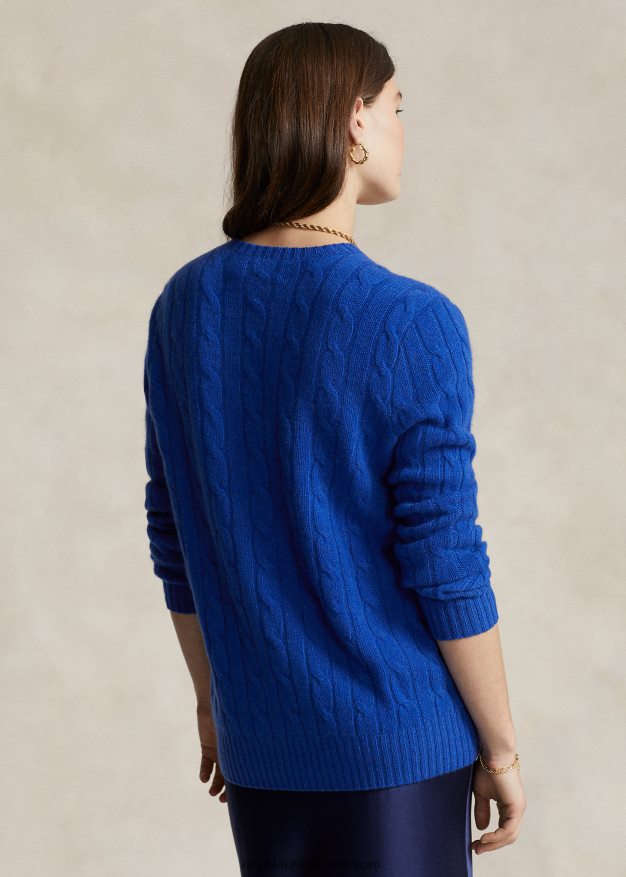 Ralph Lauren sukupuolineutraali ikoninen kaapelineulottu kashmirpusero 0Z24ZR3391 syvä kuninkaallinen