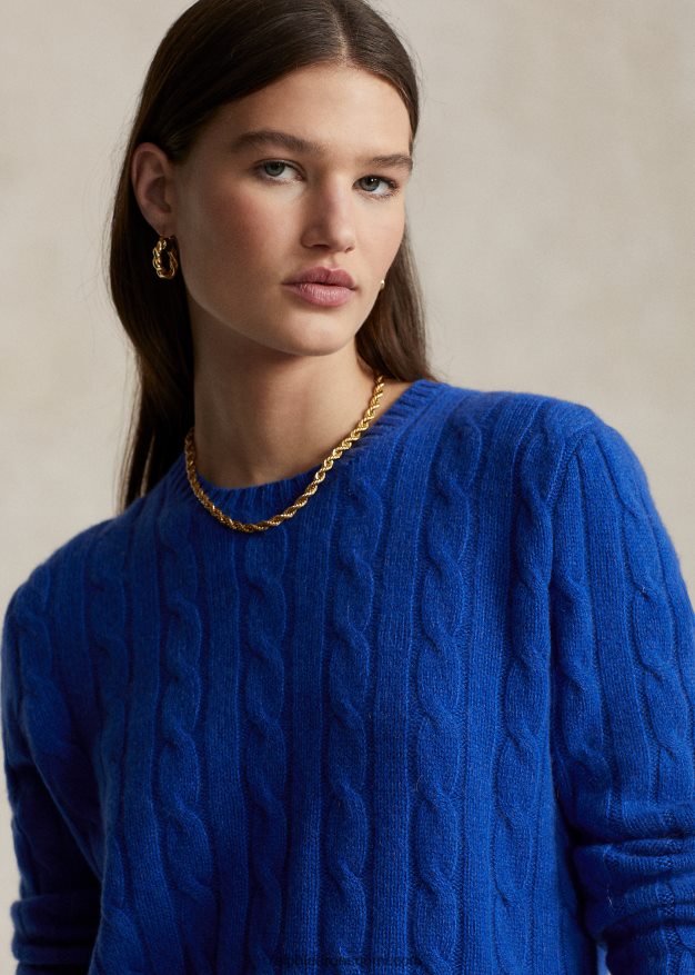 Ralph Lauren sukupuolineutraali ikoninen kaapelineulottu kashmirpusero 0Z24ZR3391 syvä kuninkaallinen