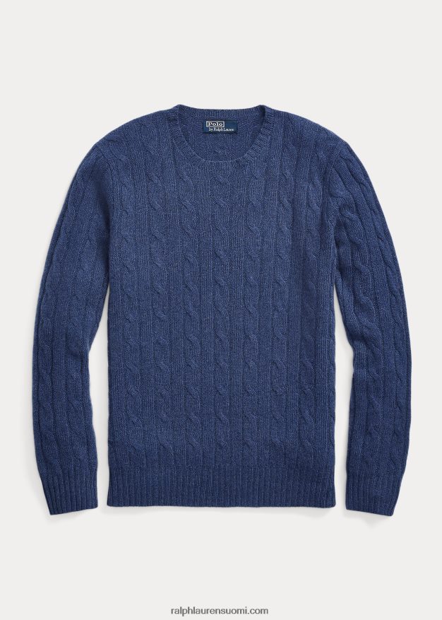 Ralph Lauren sukupuolineutraali ikoninen kaapelineulottu kashmirpusero 0Z24ZR3392 maalaismainen laivastonsininen kanerva