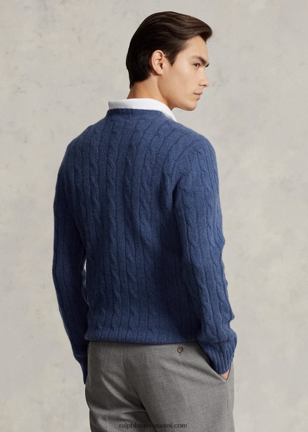 Ralph Lauren sukupuolineutraali ikoninen kaapelineulottu kashmirpusero 0Z24ZR3392 maalaismainen laivastonsininen kanerva