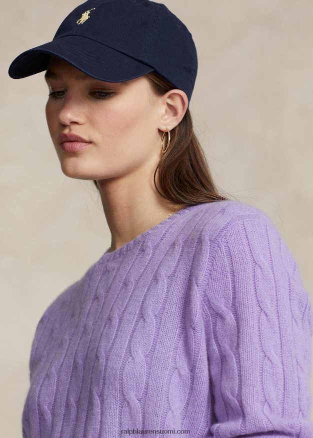 Ralph Lauren sukupuolineutraali ikoninen kaapelineulottu kashmirpusero 0Z24ZR3394 maidstone violetti kanerva