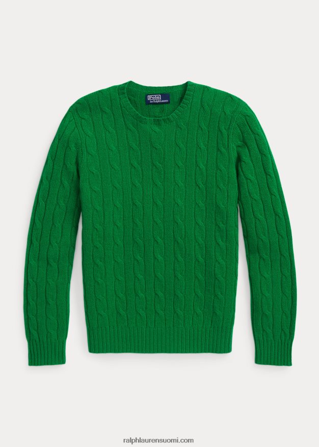Ralph Lauren sukupuolineutraali ikoninen kaapelineulottu kashmirpusero 0Z24ZR3396 charlie vihreä