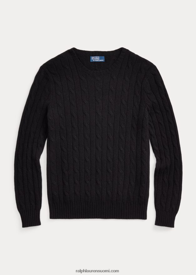 Ralph Lauren sukupuolineutraali ikoninen kaapelineulottu kashmirpusero 0Z24ZR3401 musta