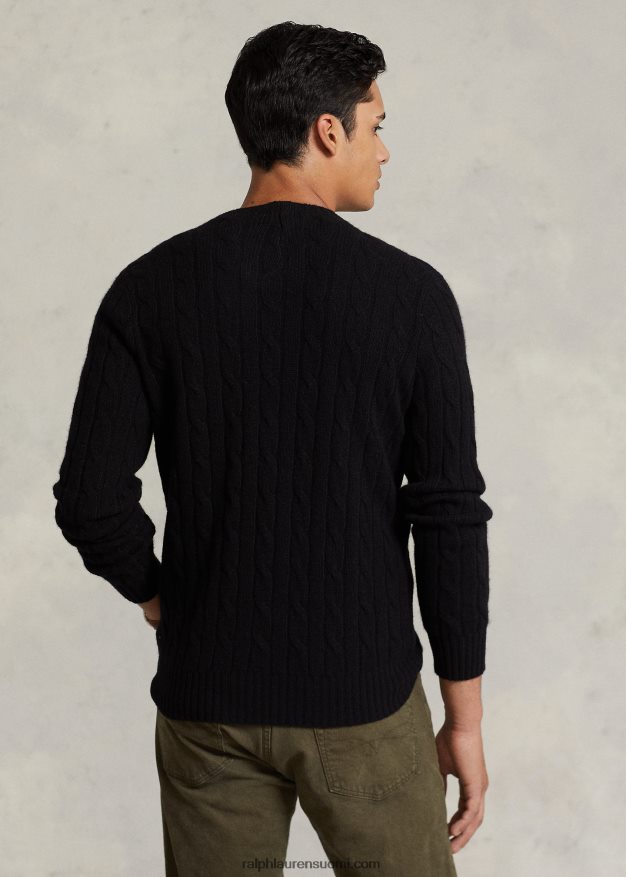 Ralph Lauren sukupuolineutraali ikoninen kaapelineulottu kashmirpusero 0Z24ZR3401 musta