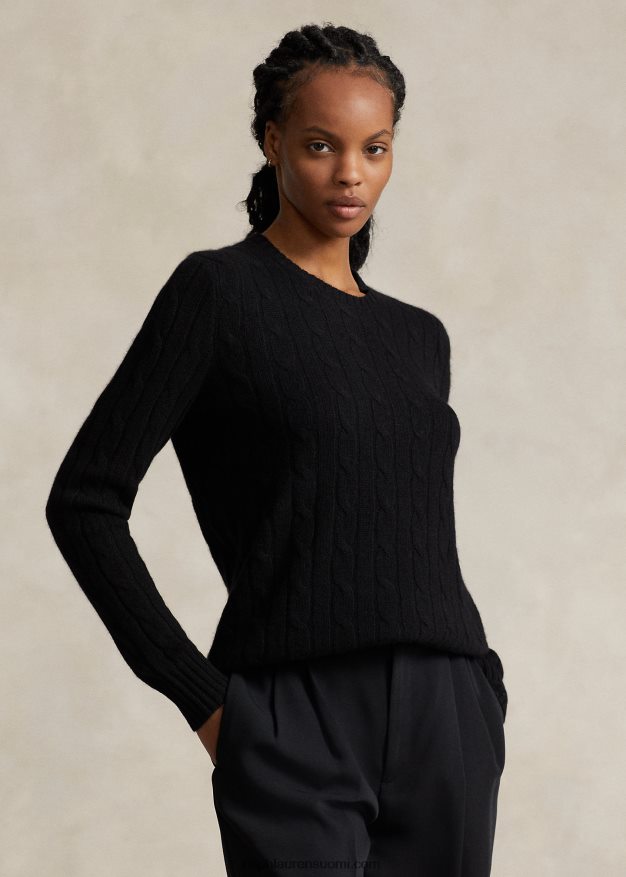 Ralph Lauren sukupuolineutraali ikoninen kaapelineulottu kashmirpusero 0Z24ZR3401 musta