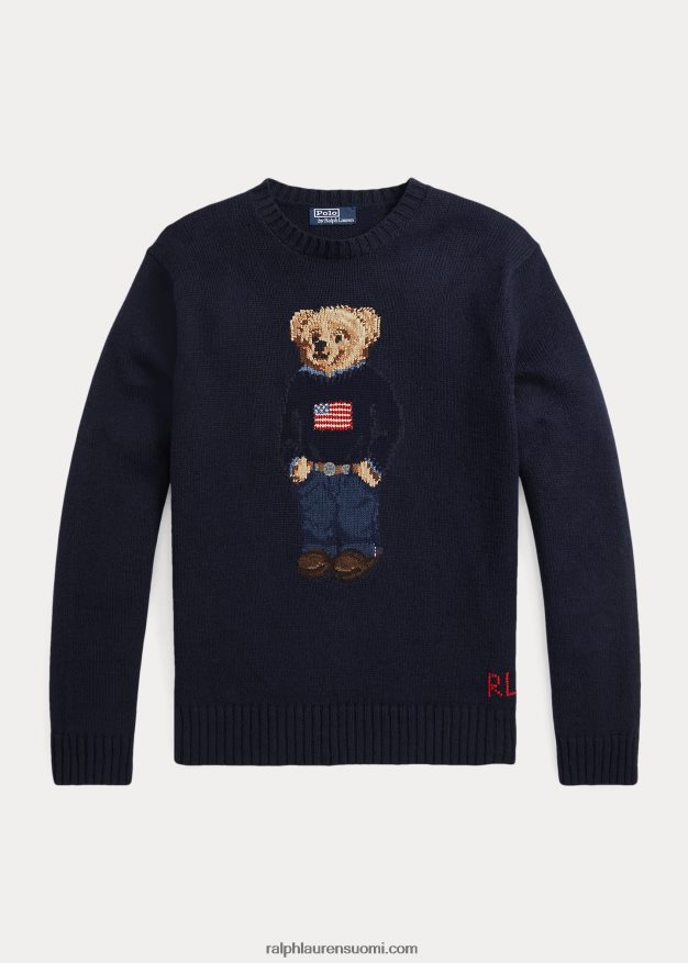 Ralph Lauren sukupuolineutraali poolo bear puuvilla-pellavapusero 0Z24ZR1252 laivasto