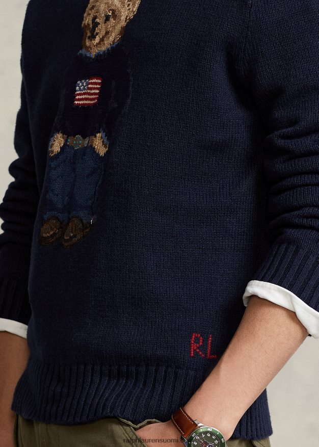 Ralph Lauren sukupuolineutraali poolo bear puuvilla-pellavapusero 0Z24ZR1252 laivasto