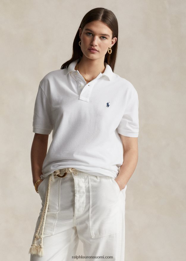 Ralph Lauren sukupuolineutraali alkuperäinen istuva mesh poolopaita 0Z24ZR3402 valkoinen