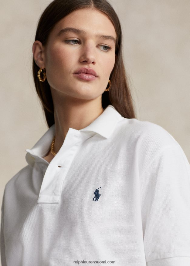 Ralph Lauren sukupuolineutraali alkuperäinen istuva mesh poolopaita 0Z24ZR3402 valkoinen