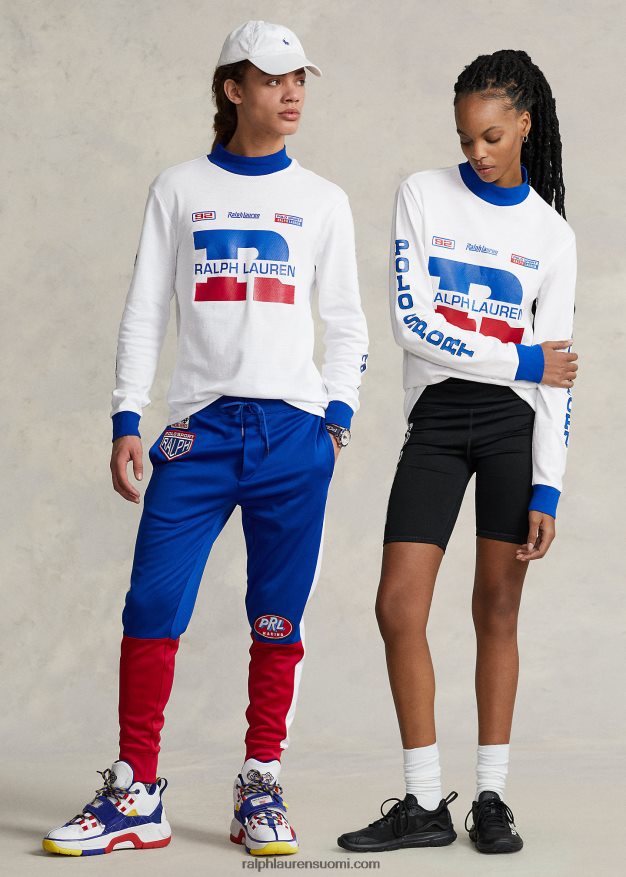 Ralph Lauren sukupuolineutraali logolla tehty vohvelineulepaita 0Z24ZR3426 valkoinen