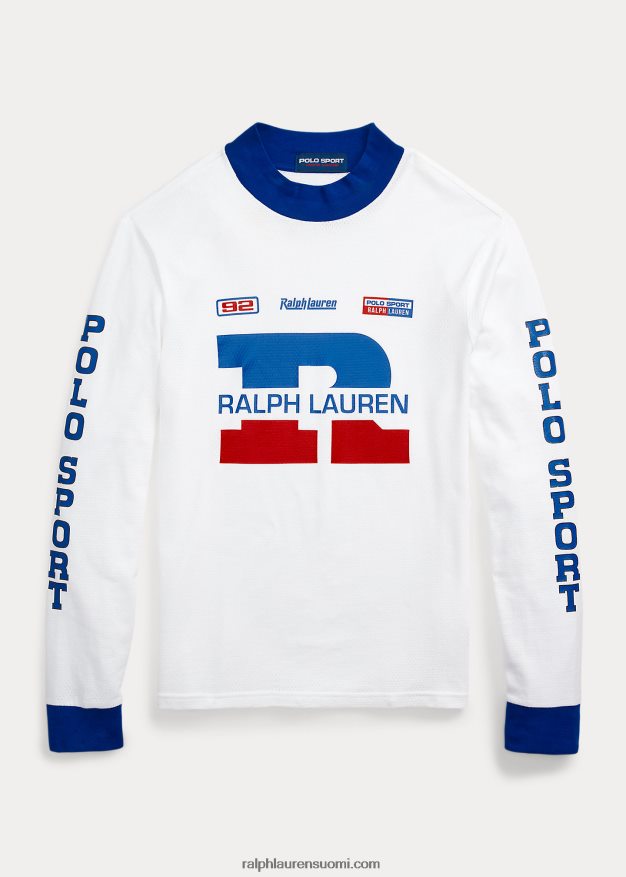 Ralph Lauren sukupuolineutraali logolla tehty vohvelineulepaita 0Z24ZR3426 valkoinen