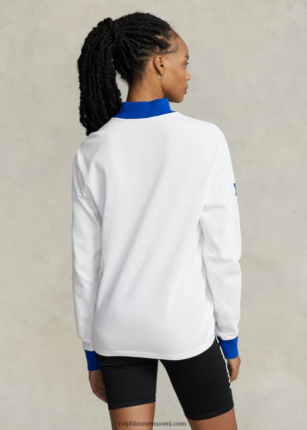 Ralph Lauren sukupuolineutraali logolla tehty vohvelineulepaita 0Z24ZR3426 valkoinen