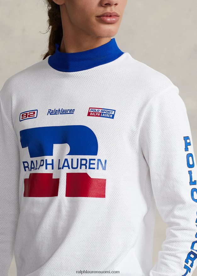 Ralph Lauren sukupuolineutraali logolla tehty vohvelineulepaita 0Z24ZR3426 valkoinen