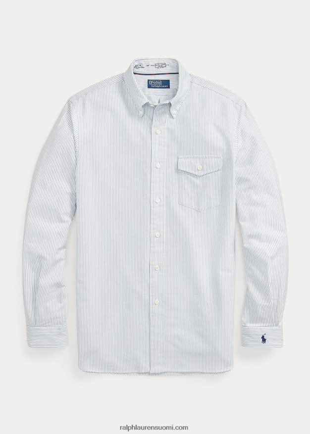Ralph Lauren sukupuolineutraali mittatilaustyönä raidallinen oxford-paita 0Z24ZR137 sinivalkoinen
